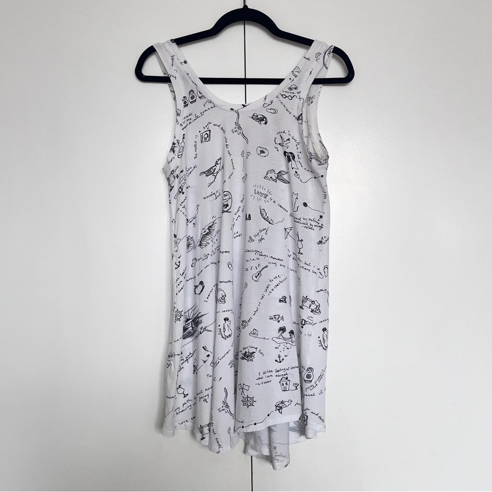 Zimmermann | White 100% cotton sleeveless mini dress black Illustrations | Sz M - Picture 2 of 7